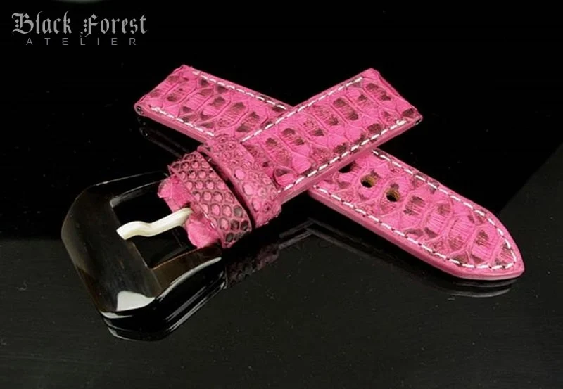 24mm/24mm Handmade Natural Color Real Python Skin Watch Strap PY05